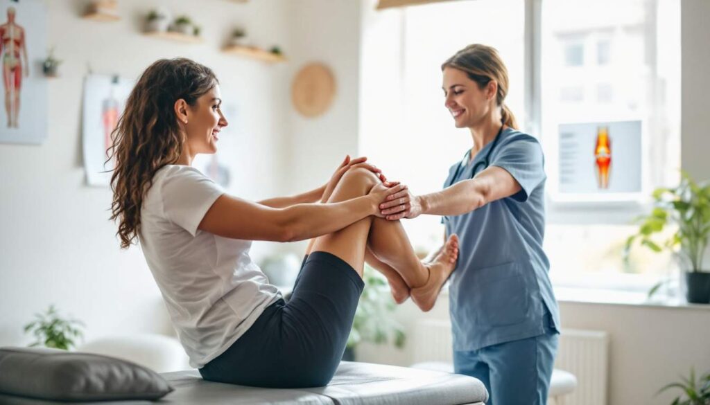 paciente haciendo ejercicios de rodilla